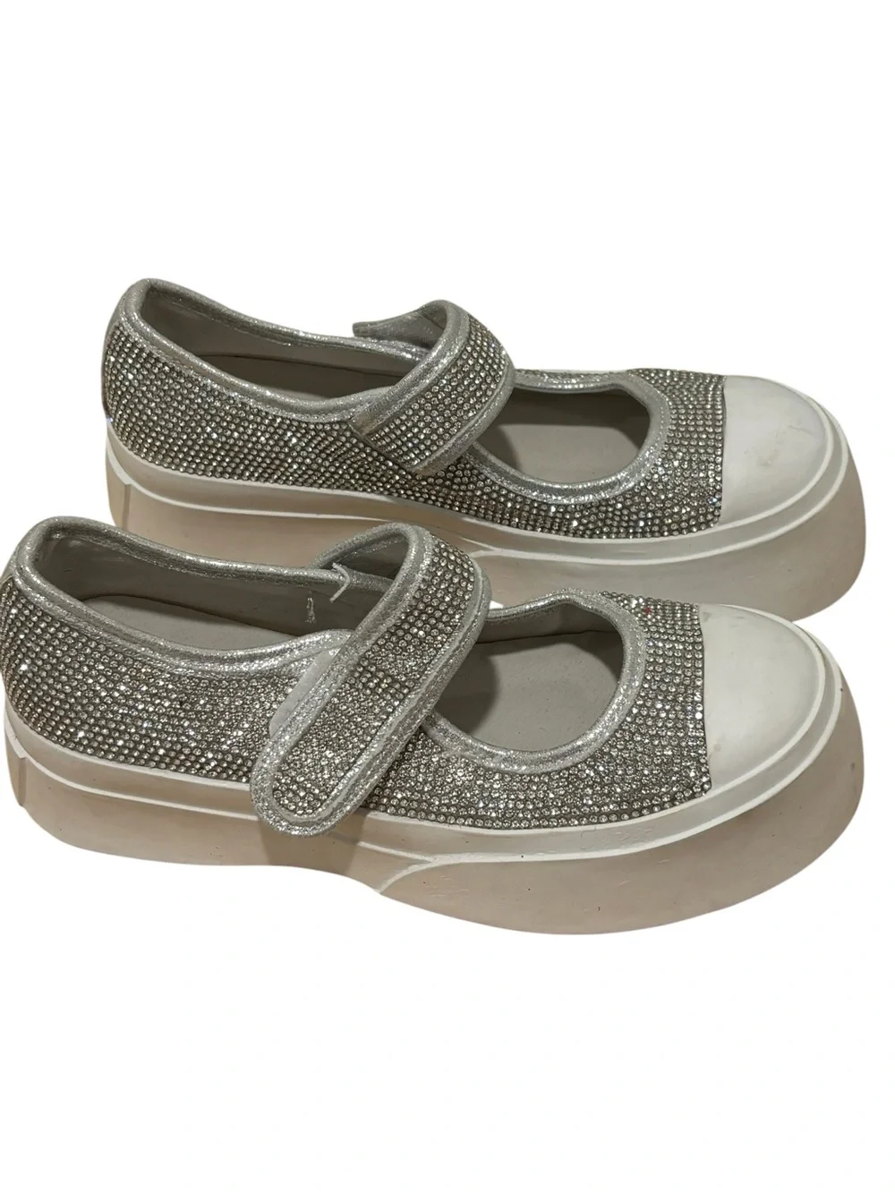 Kids Sparkle Platform Mary Janes - Silver